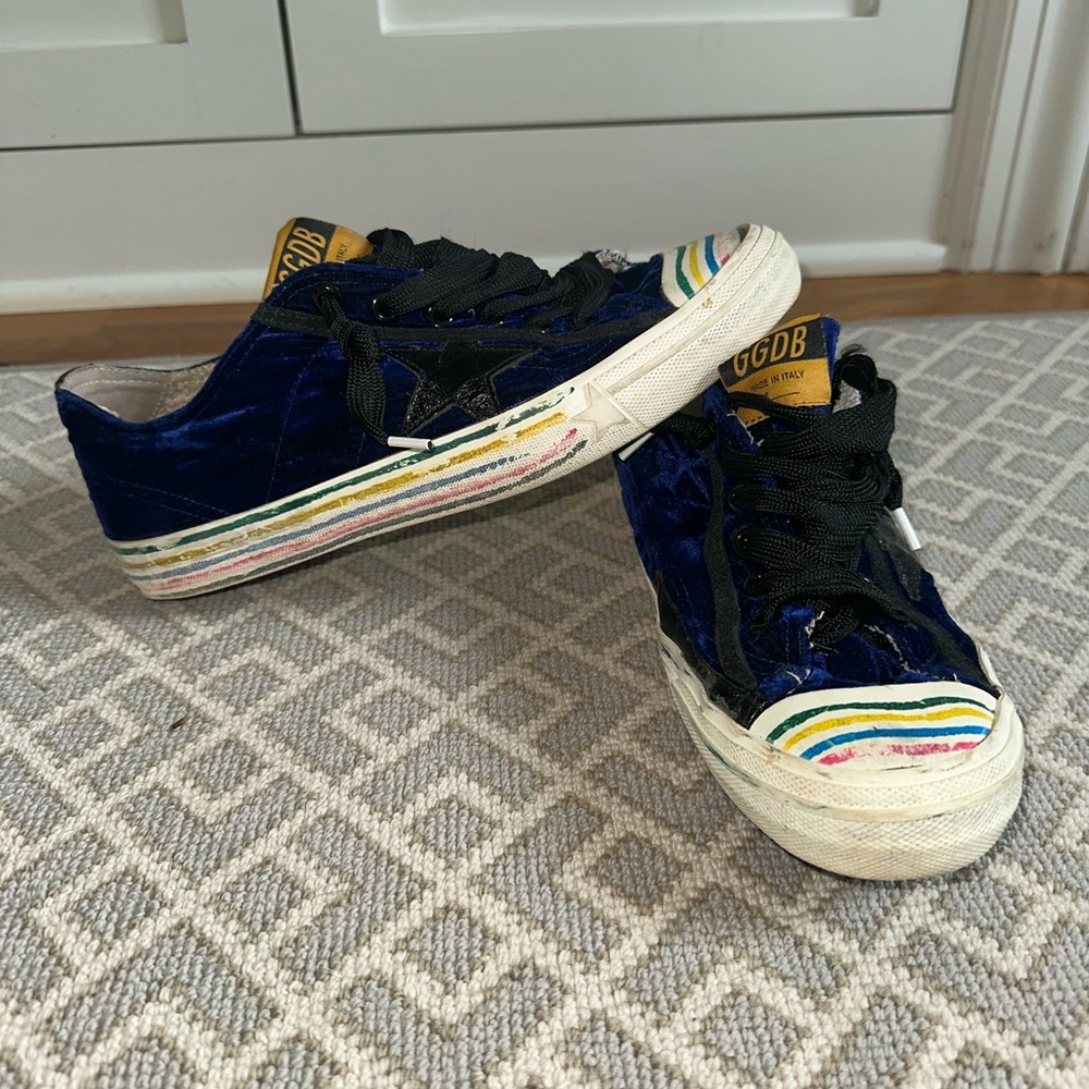 Golden Goose Blue Velvet Sneakers